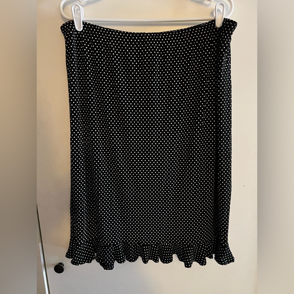 Cute Black Skirt with White Polka Dots & Ruffles on Bottom of Skirt
